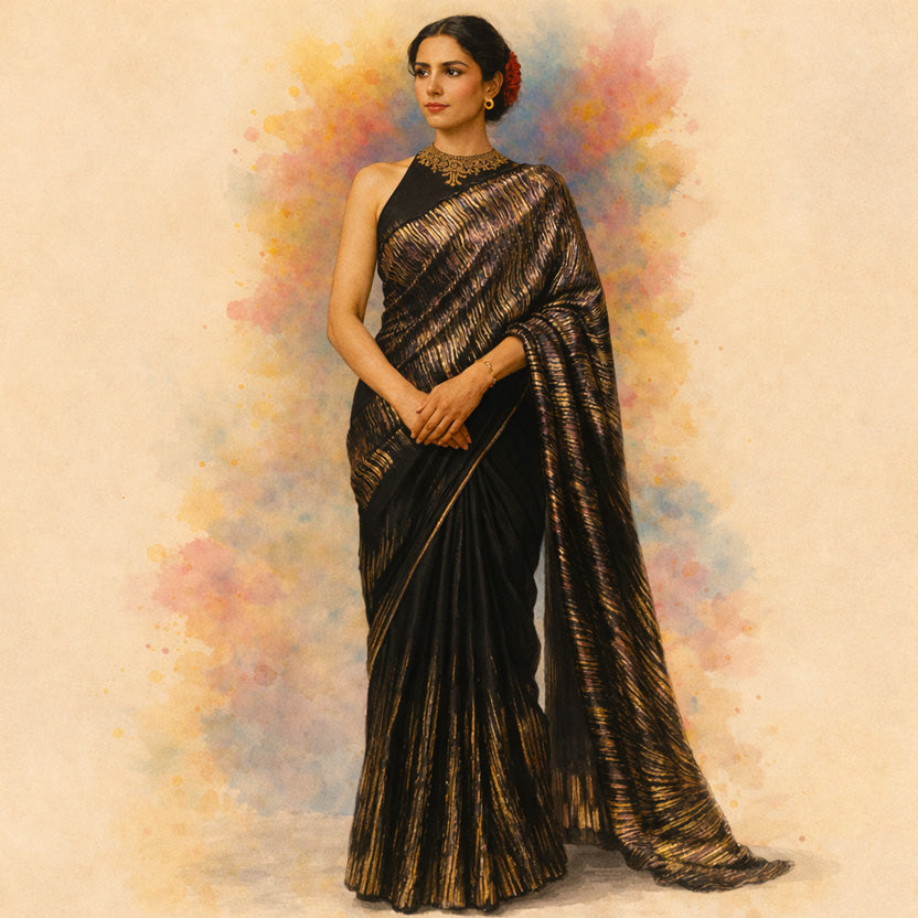 Black Turkish Organza Saree