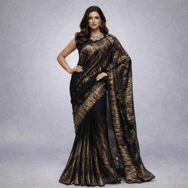 Black Turkish Organza Saree