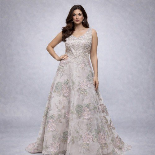 Blush Floral Embroidered Wedding Gown